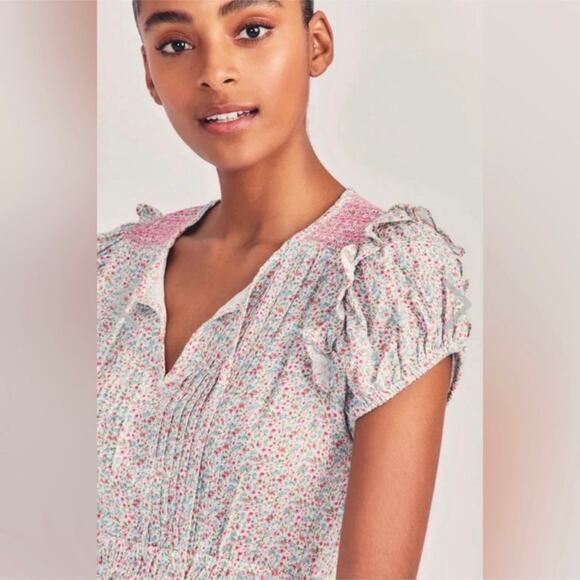 LoveShackFancy NWT Toto Pink Floral Smocked Cottagecore Mini Dress size Small - Picture 15 of 16